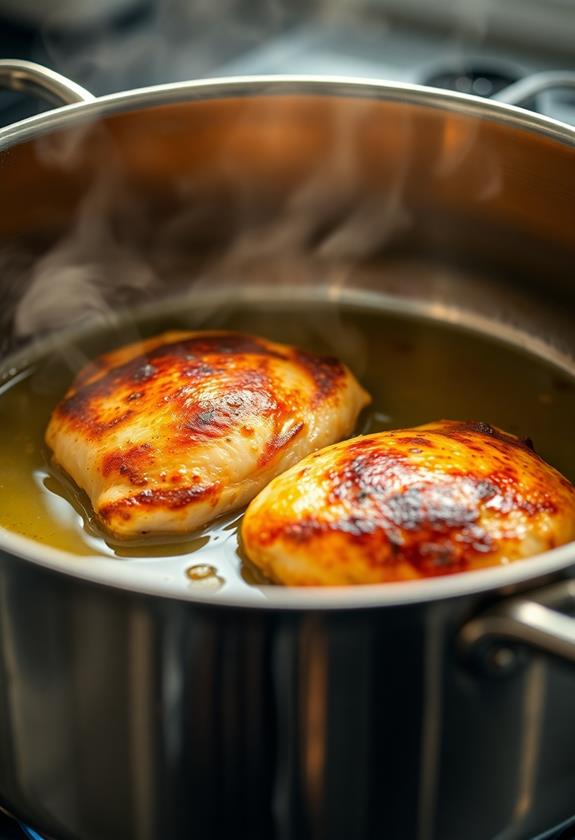 thoroughly brown chicken breasts