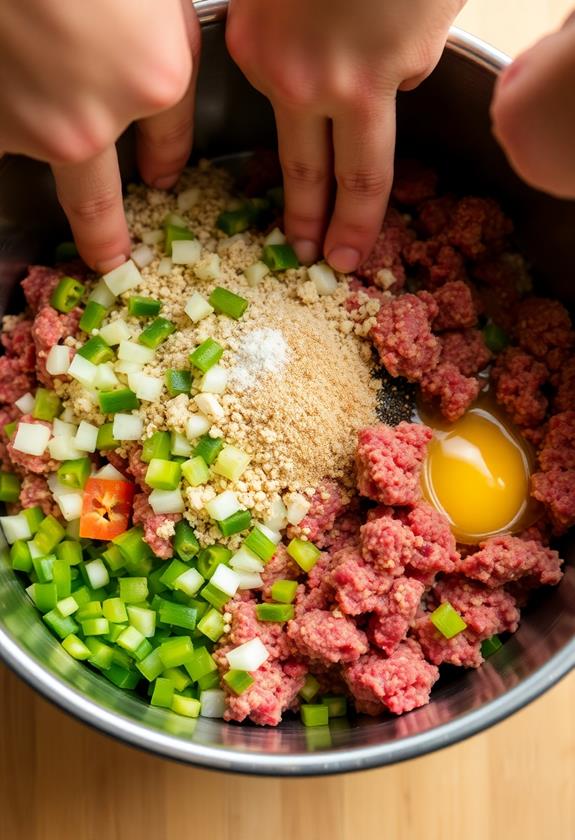 thoroughly combine meatloaf ingredients