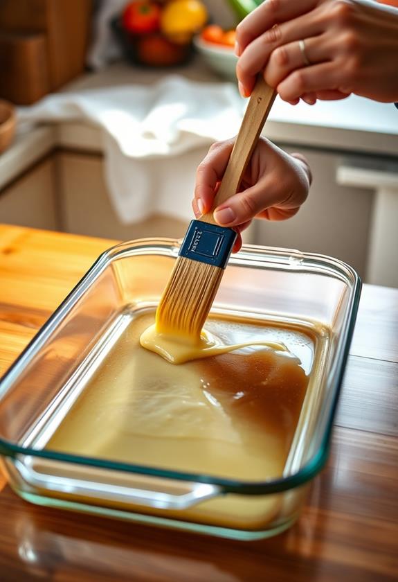 thoroughly grease baking dish