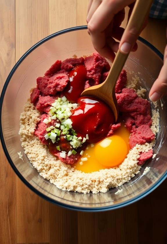 thoroughly mix meatloaf ingredients