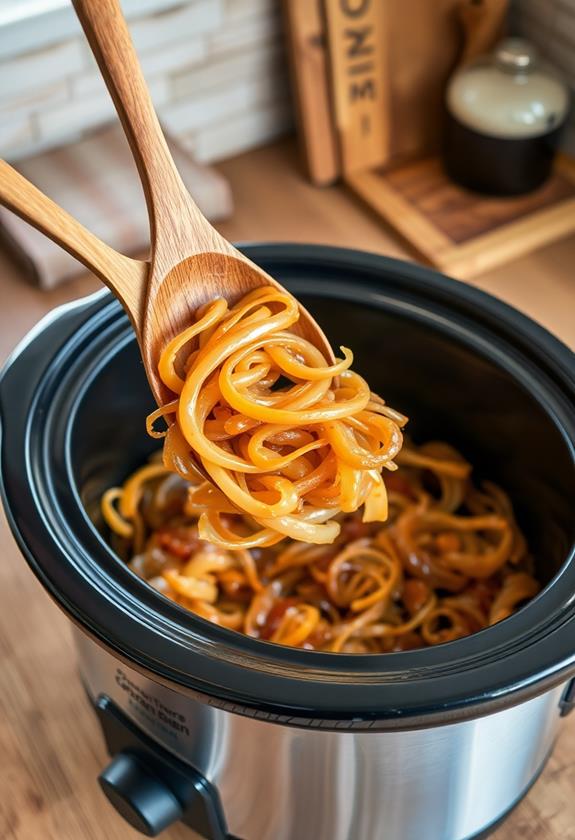 transfer onions to crockpot