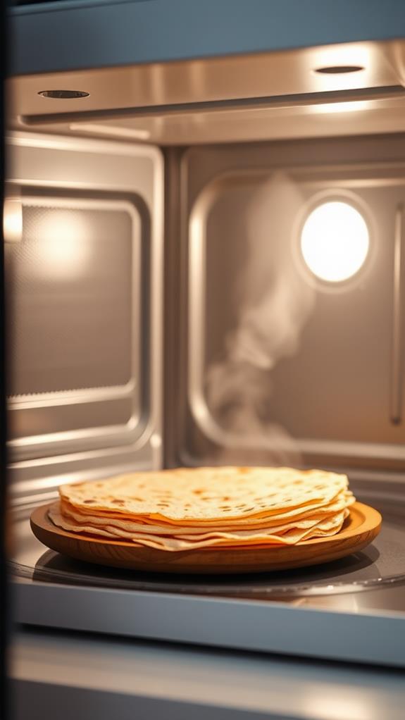 warm tortillas in microwave