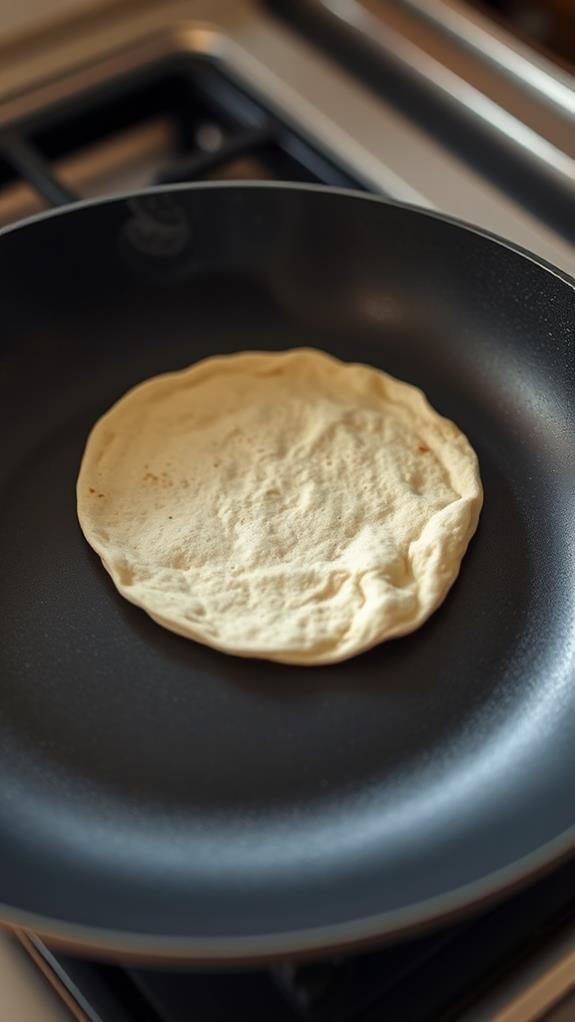 warm tortillas in skillet