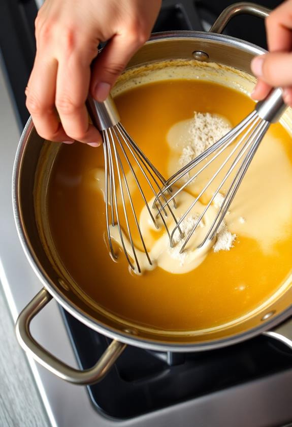 whisk broth with cream