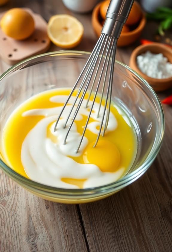 whisk eggs and cream