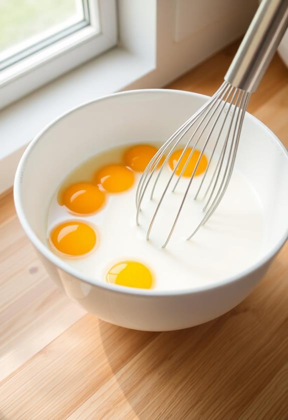 whisk eggs and milk