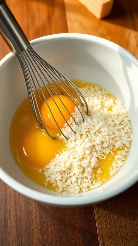 whisk eggs and parmesan