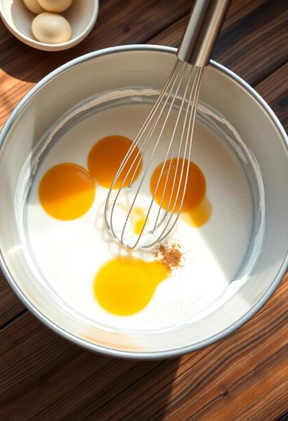 whisk eggs with milk