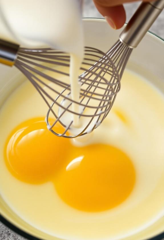 whisk eggs with milk