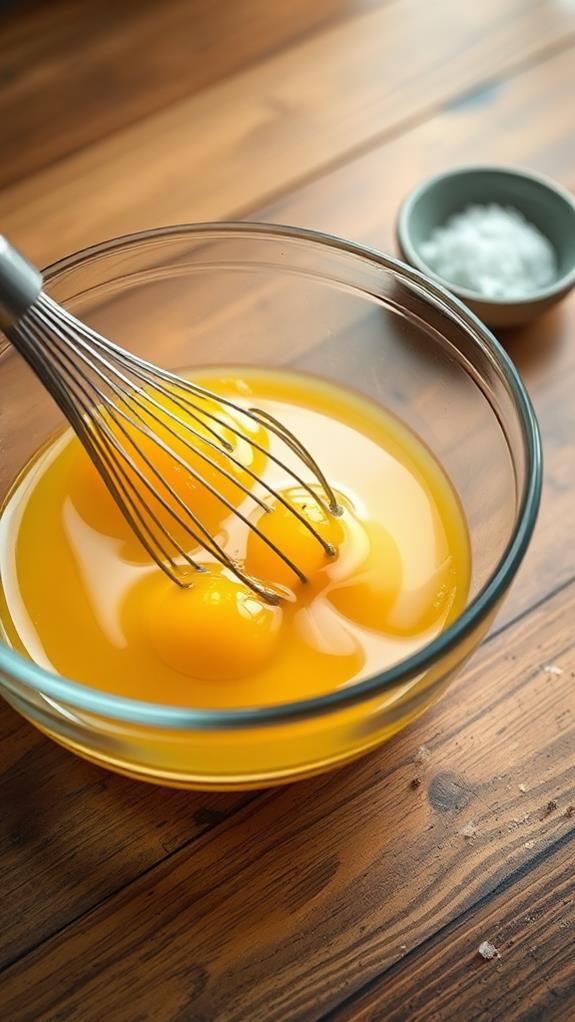 whisk eggs with seasoning