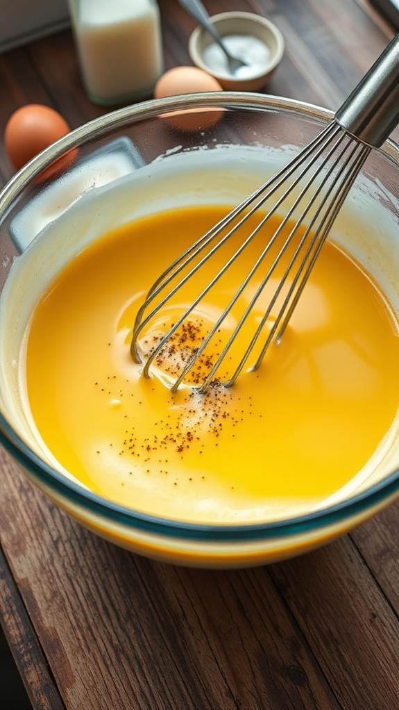 whisk eggs with seasonings