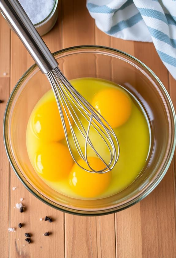 whisk eggs with seasonings