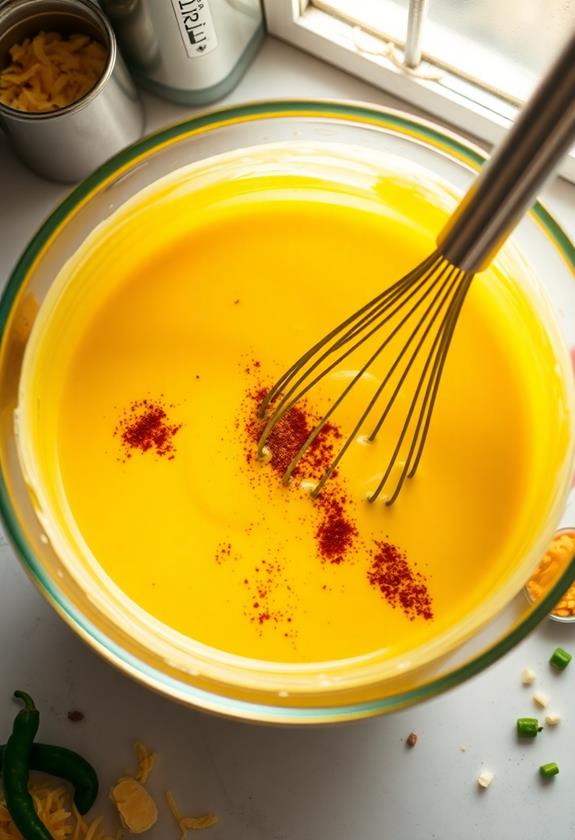 whisk eggs with spices