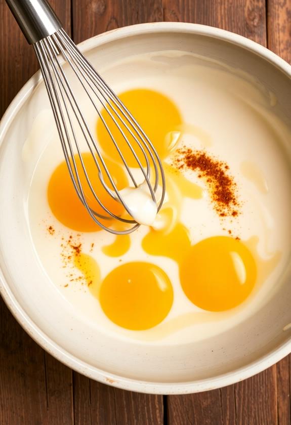 whisk eggs with spices