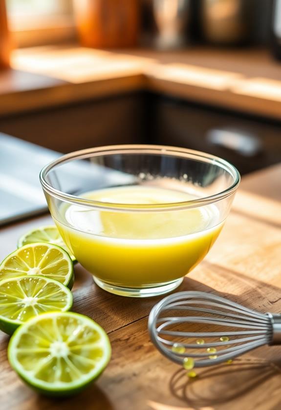 whisk lime juice dressing