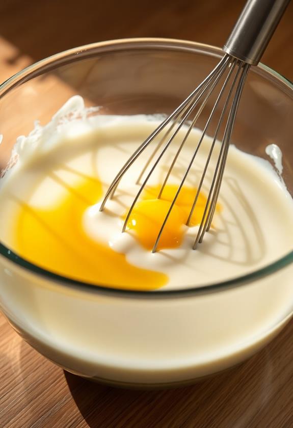 whisk milk and egg