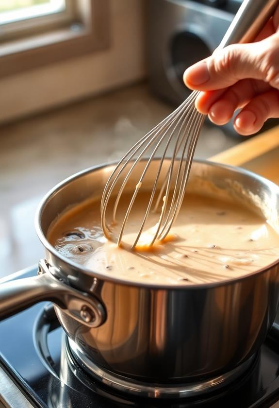 whisk sauce until thickened