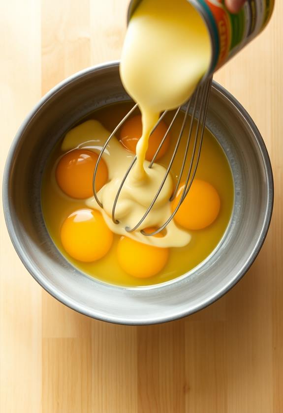 whisk yolks and milk